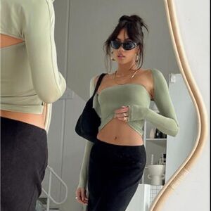Princess Polly Sage Green Crop Top